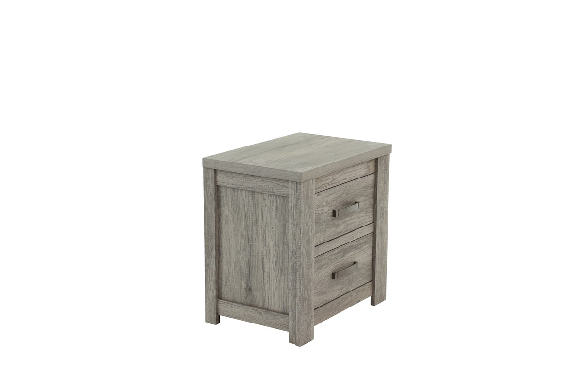 Light Gray Wood Nightstand with 24" Width for Bedroom Storage