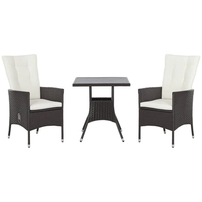Cream White Rattan Patio Furniture Set - 3 Piece Bistro Set
