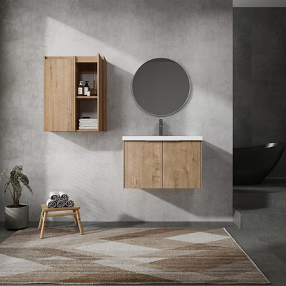 30" Wall-Mounted Bathroom Vanity - Plywood, Soft Close Doors