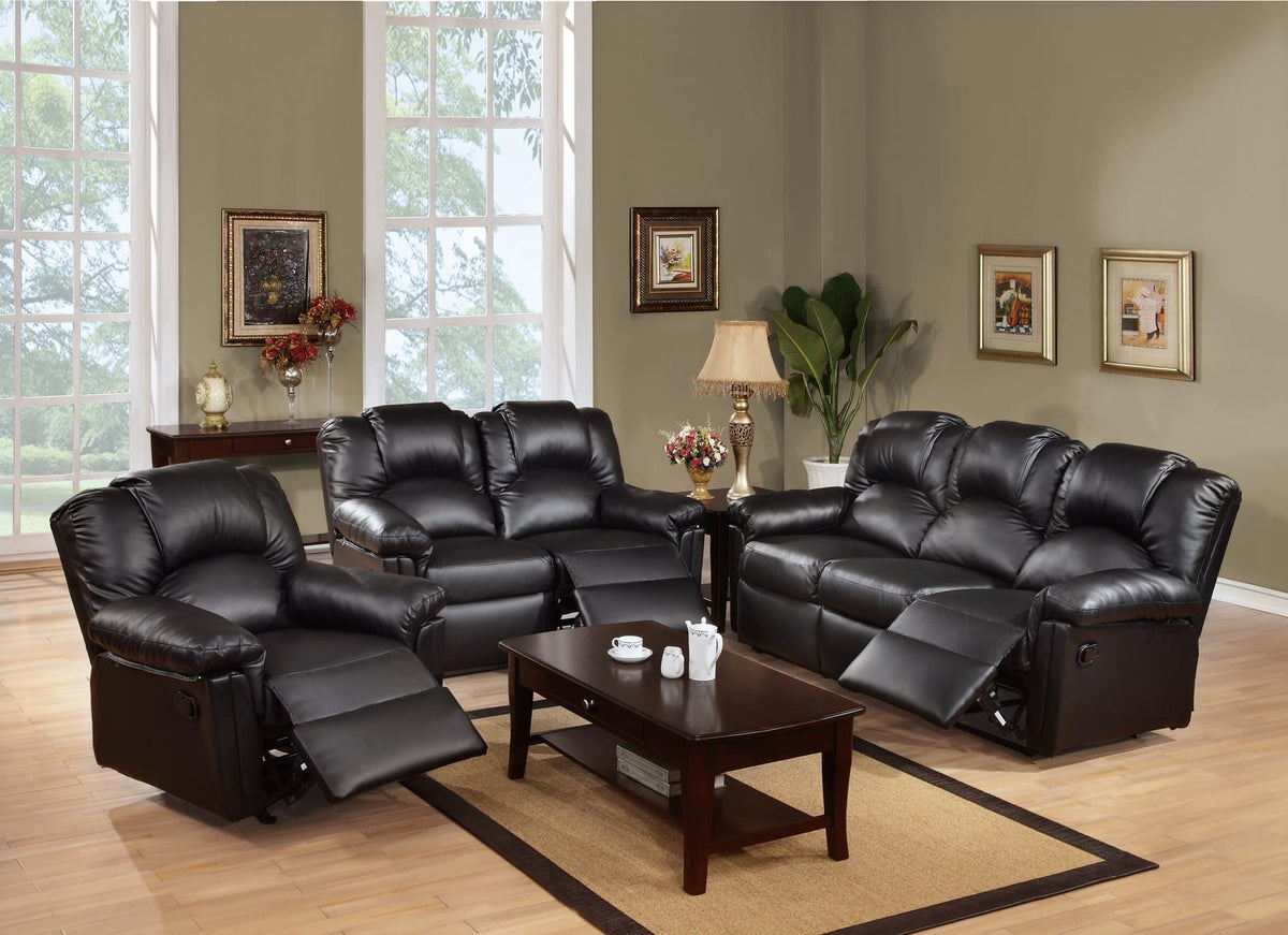 Black Bonded Leather Recliner Chair - 36" Primary Living Space for Living Room
