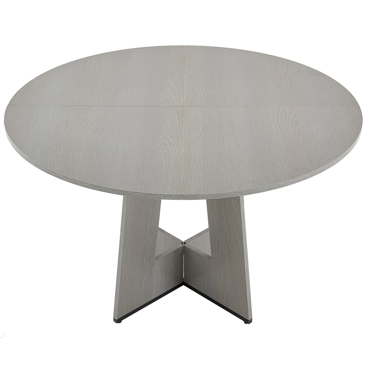 47 Inch Round Dining Table - Gray Fiberboard, Seats 4-6