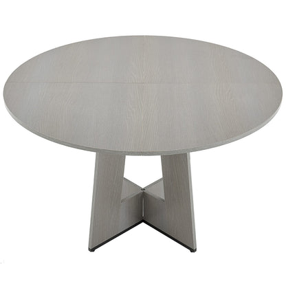 47 Inch Round Dining Table - Gray Fiberboard, Seats 4-6