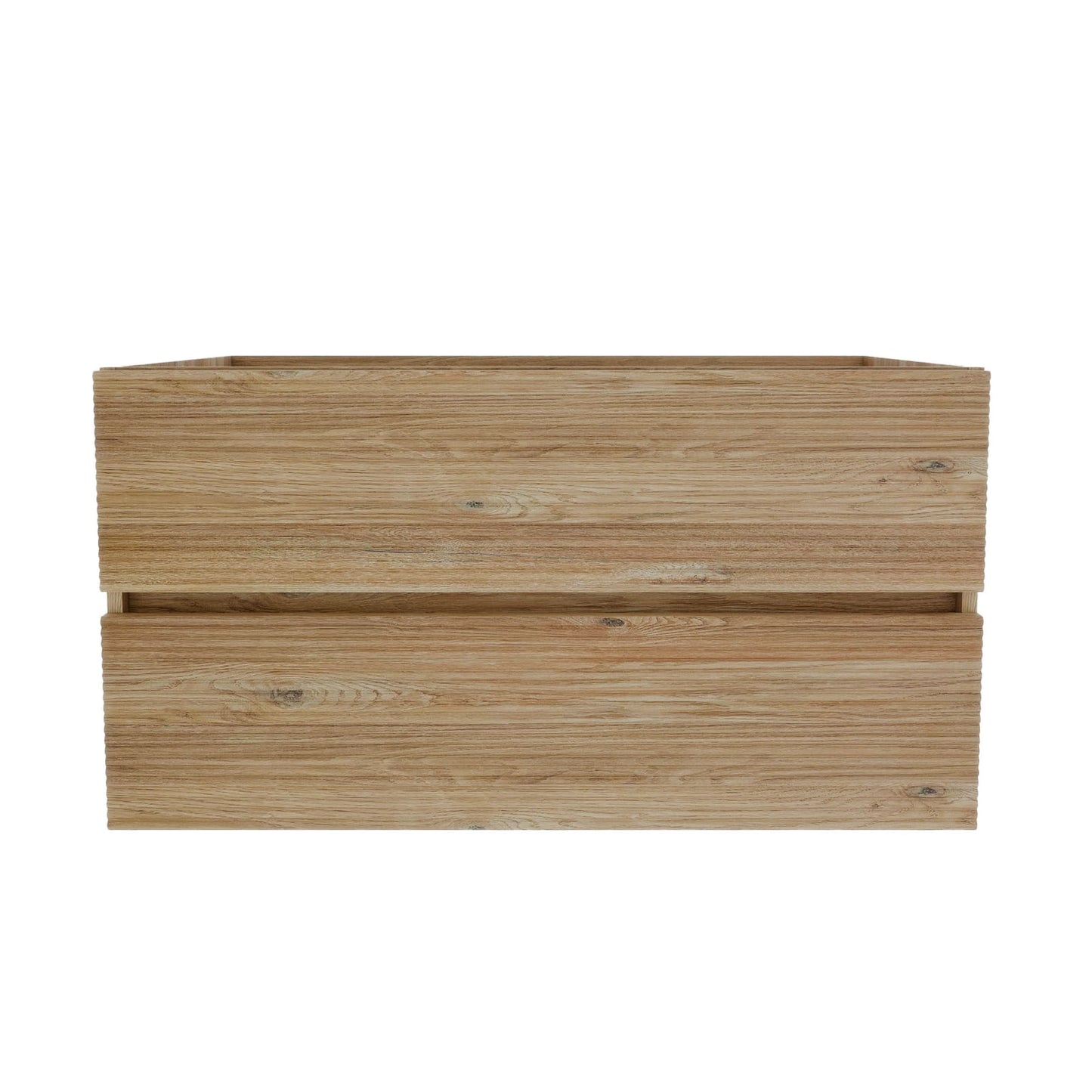 Oak Bathroom Vanity with Double Drawers - Wall Mounted Floating Design