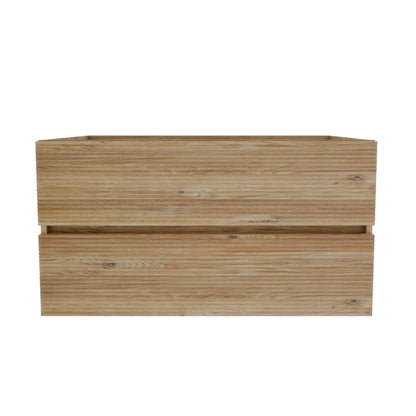 Oak Bathroom Vanity with Double Drawers - Wall Mounted Floating Design