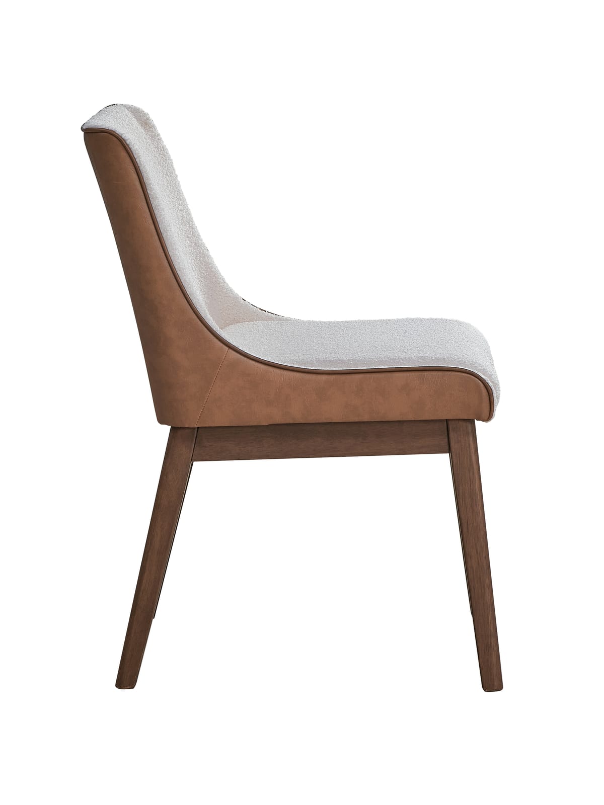 Modern Wingback Dining Chairs Set of 2 in Brown White Wood Finish