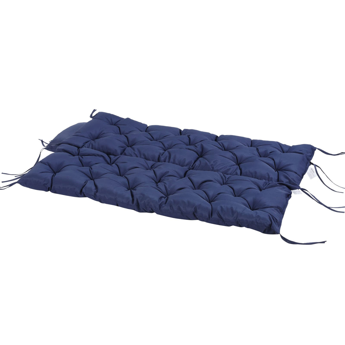Blue Tufted Outdoor Swing Bench Cushion for Porch or Garden Seating