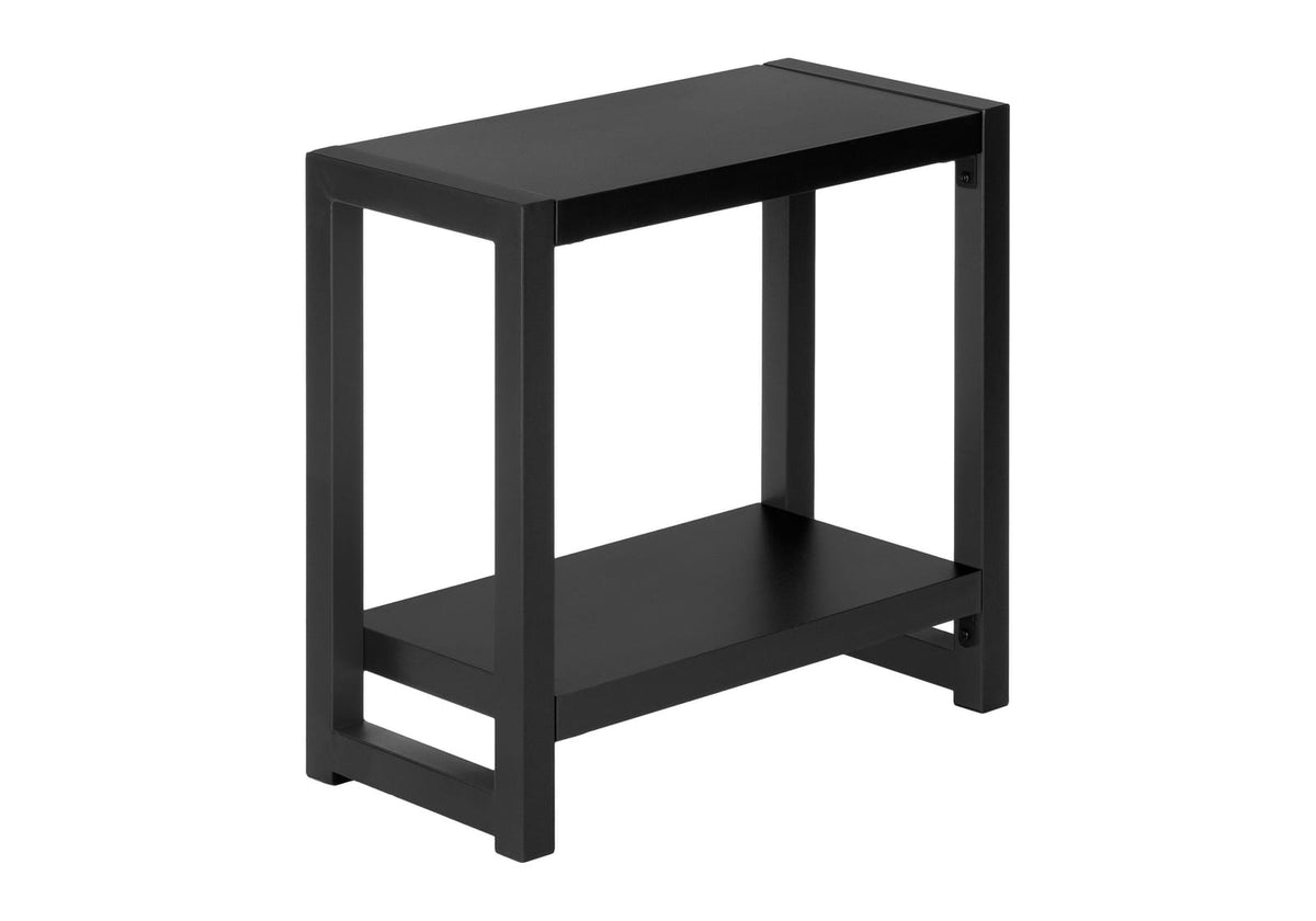 2-Tier Black Accent Table with Storage Shelf for Living Room or Bedroom