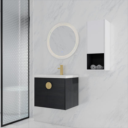 Modern Black Chestnut Bathroom Vanity with Storage and Sink