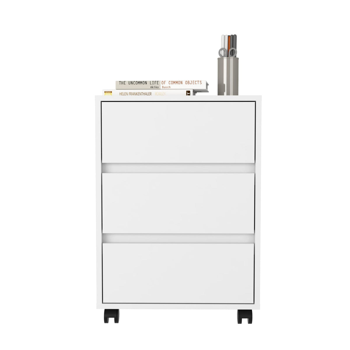 White 3-Drawer Mobile File Cabinet with Locking Wheels
