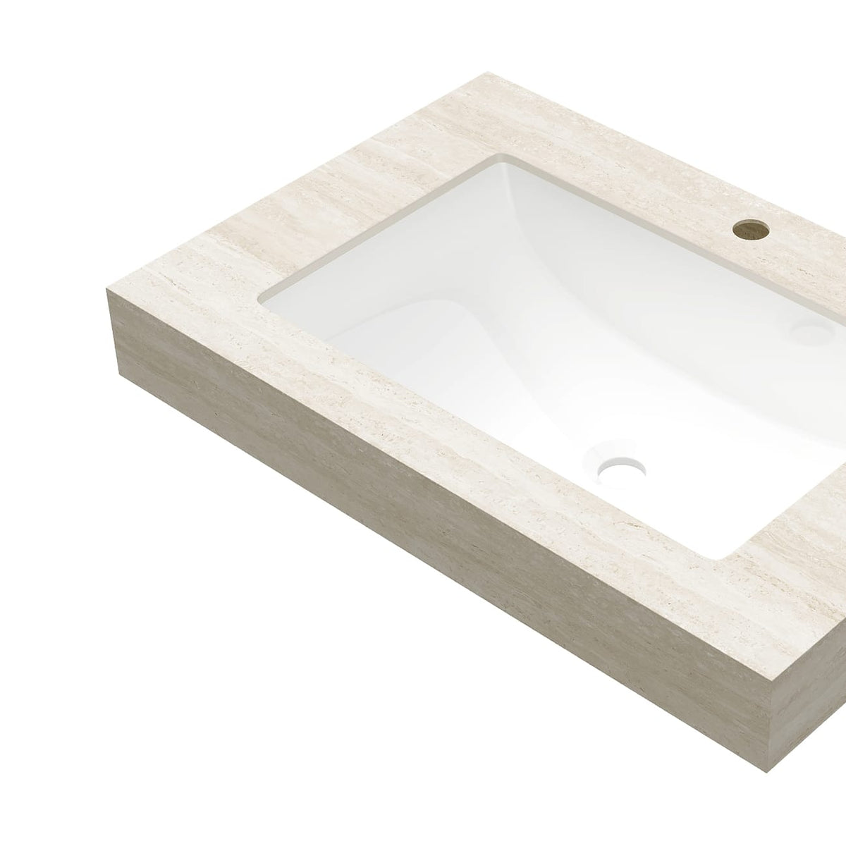 30" Roma Travertine Sintered Stone Countertop & Ceramic Basin - No Cabinet, Faucet