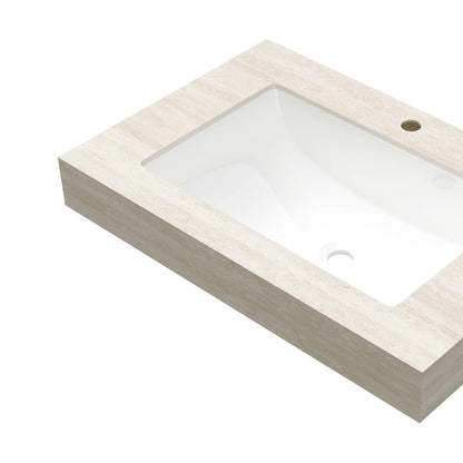 30" Roma Travertine Sintered Stone Countertop & Ceramic Basin - No Cabinet, Faucet