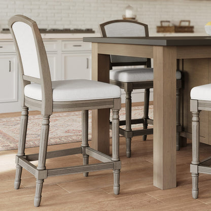 Gray Counter Height Bar Stool - Wood & Fabric for Bedroom