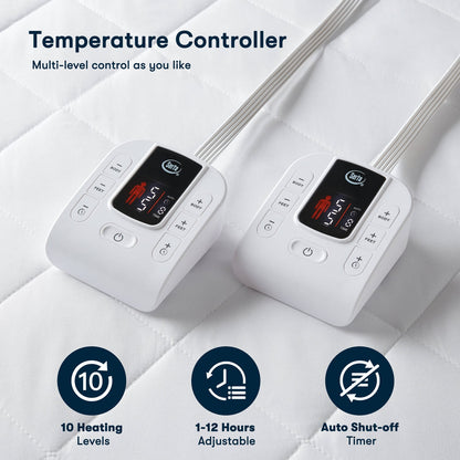 Queen Heated Mattress Pad - White Microfiber