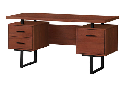Computer Desk, 60" L with Storage Drawers - Cherry Brown