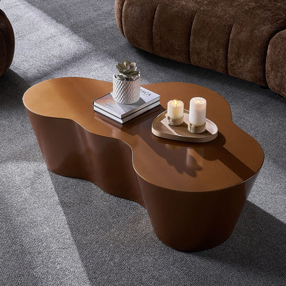 Unique 50 Inch Mid-Century Modern Coffee Table - Brown Fiberglass for Living Room