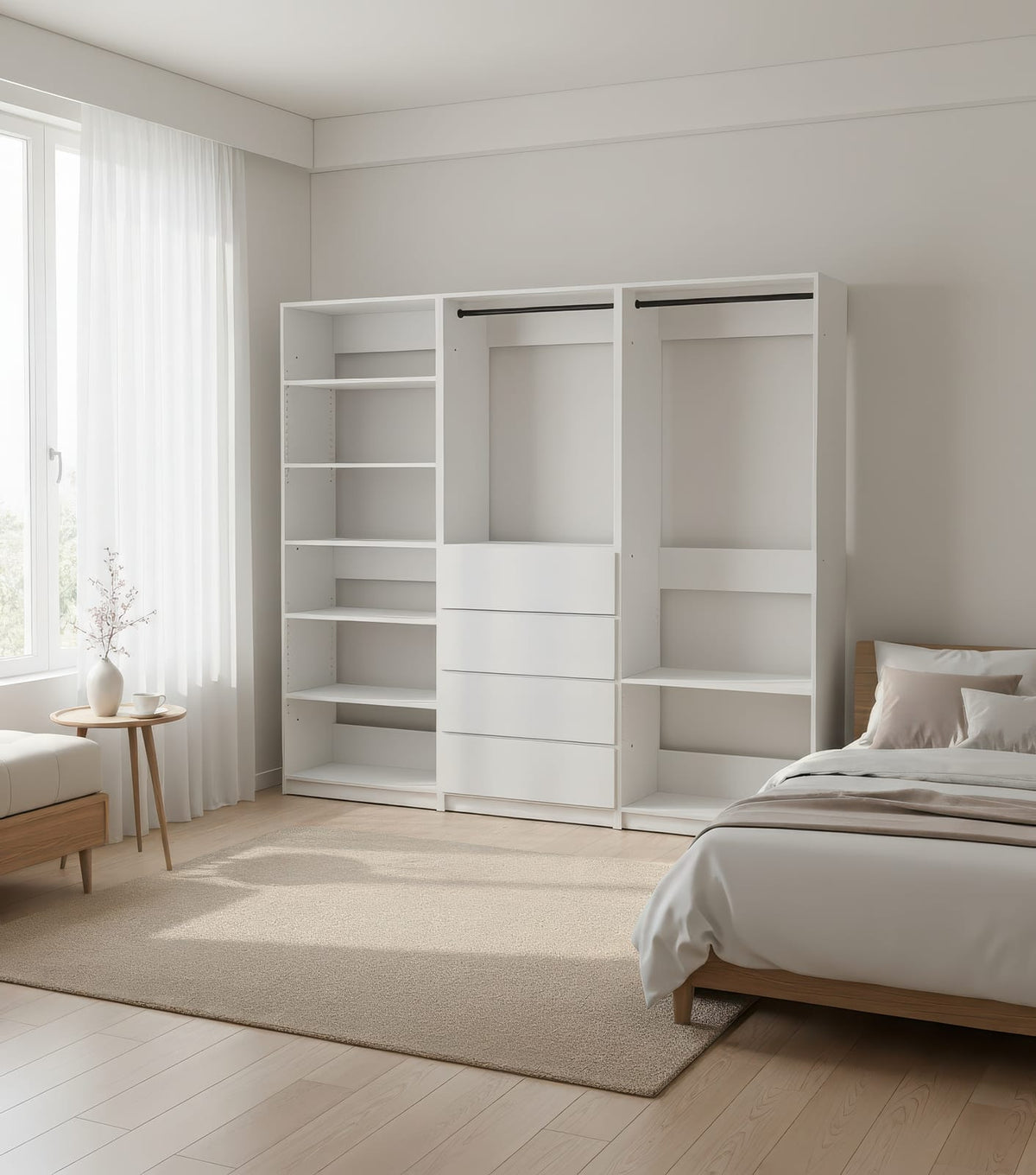 Small White Wood Closet System - Freestanding Walk In
