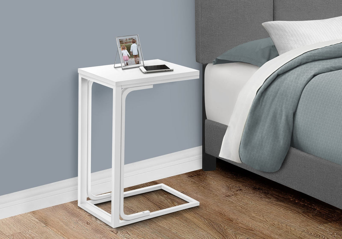 White MDF Bedside Table - 16 Inch Accent Table for Living Room