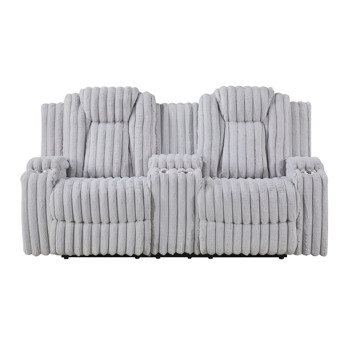 Light Gray Recliner Loveseat - Corduroy Comfort for Living Room