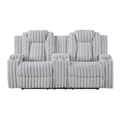 Light Gray Recliner Loveseat - Corduroy Comfort for Living Room