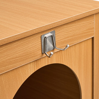 47.2" Natural Particle Board Cat Litter Box Furniture with Rattan Doors