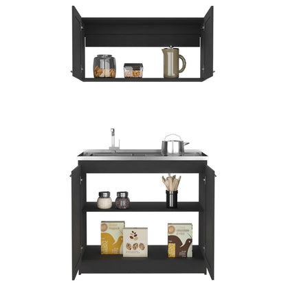 Black Particle Board Dining Room Kitchen Storage Set