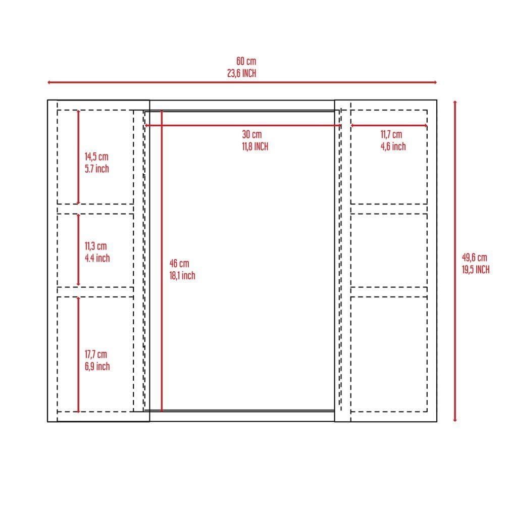 Black Bathroom Storage Cabinet with Mirror - 19" H