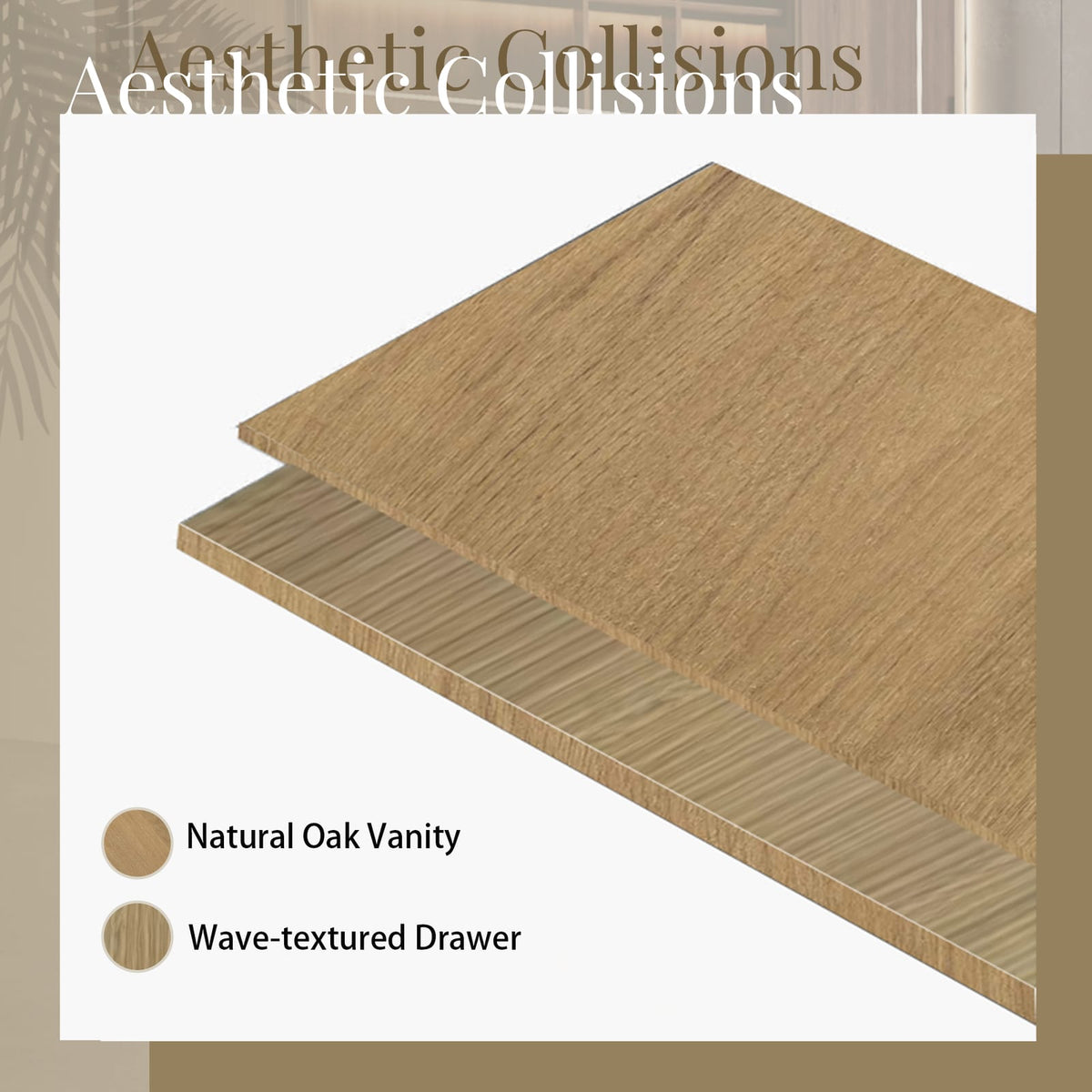 Oak Floating Bathroom Vanity with Sink - 47.2" Wall Mounted Storage
