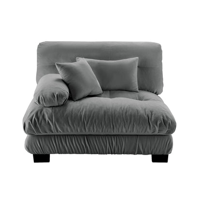 Gray Chenille Sofa - 1 Seat Armless for Living Room
