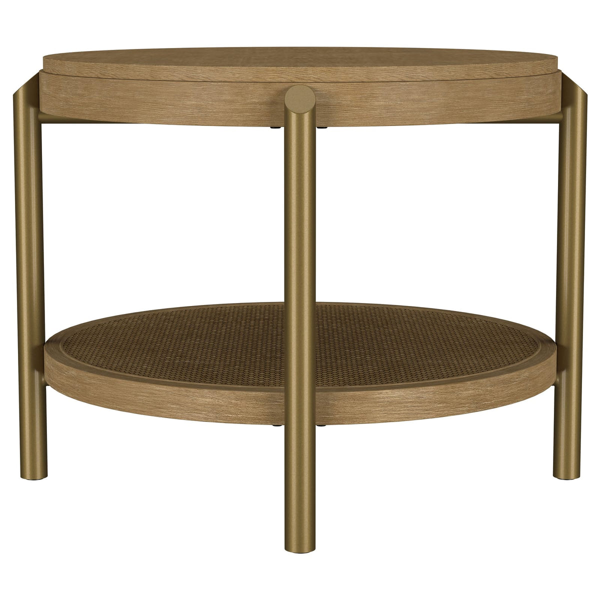 Sand Wash Round End Table with Storage Shelf for Living Room
