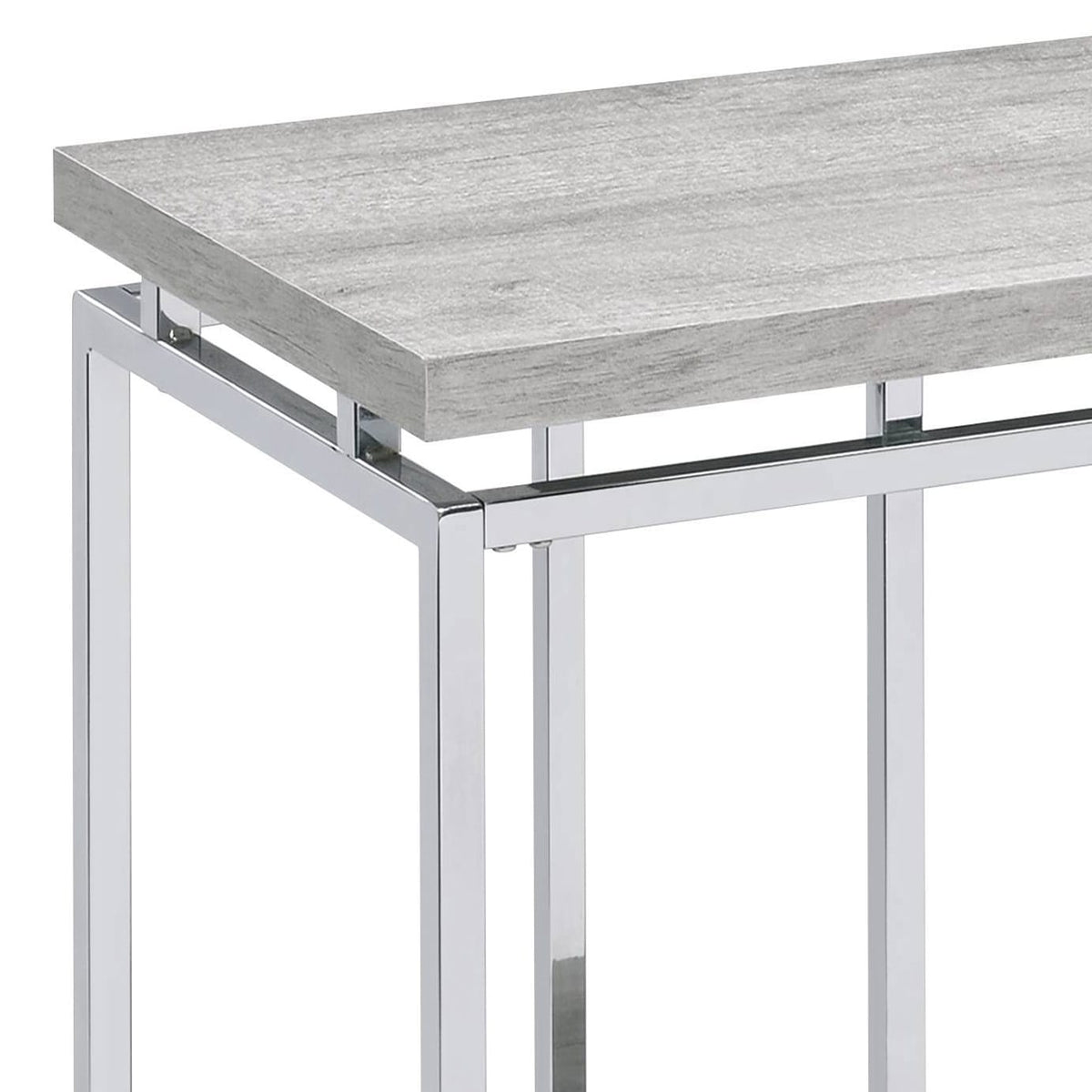 Natural Oak & Chrome Sofa Table - Storage Console