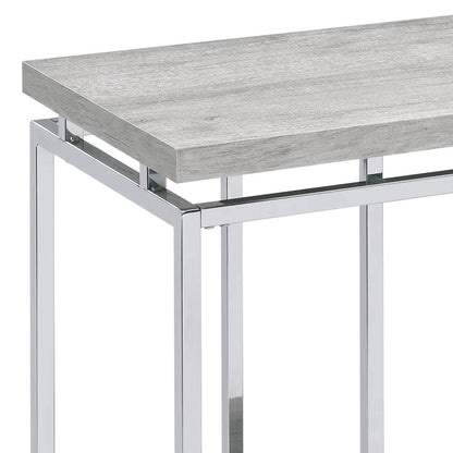 Natural Oak & Chrome Sofa Table - Storage Console
