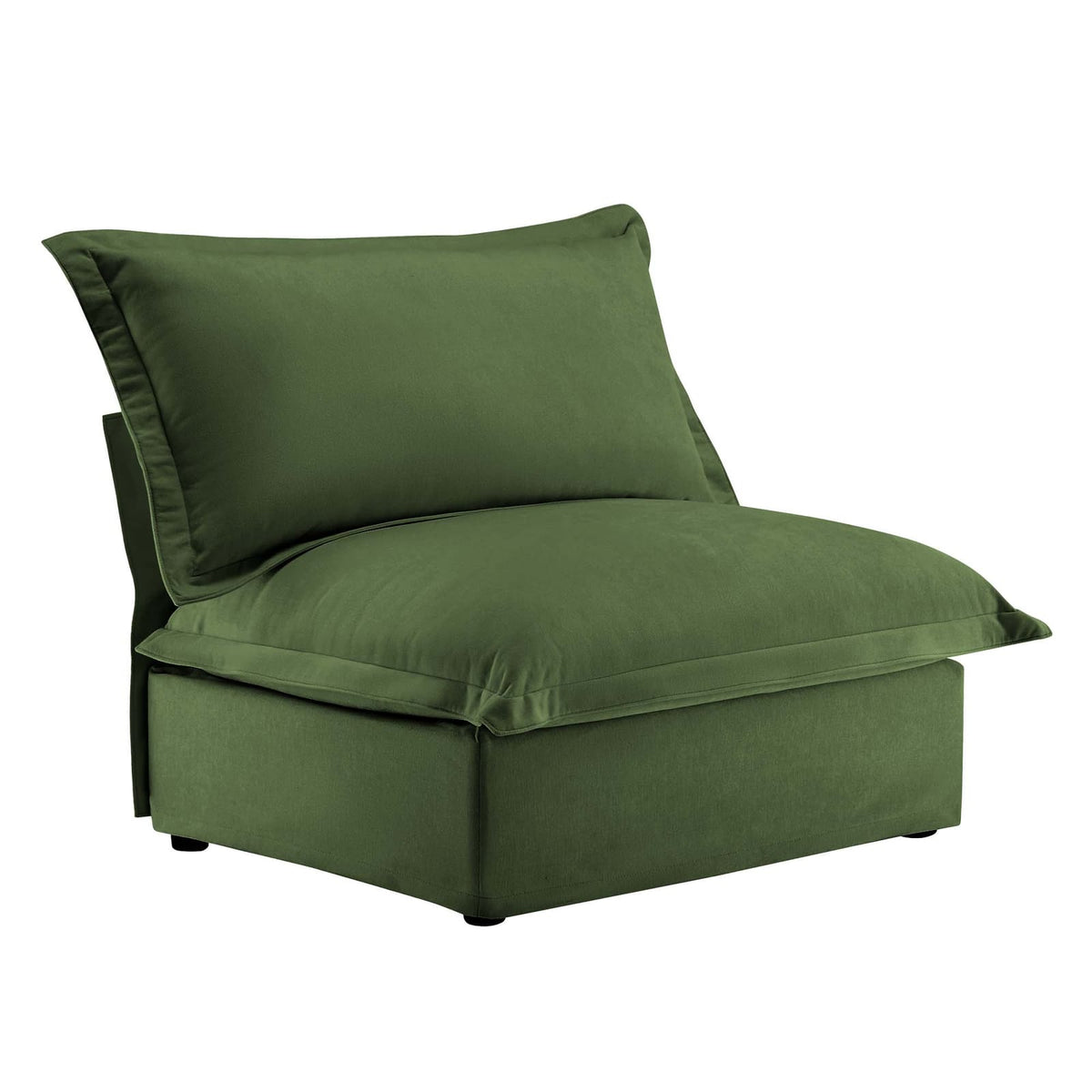 Green Chenille Armless Sofa - 1 Seat for Living Room