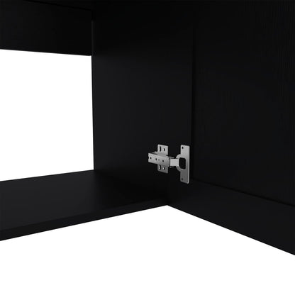 Black Wall Cabinet - 2 Doors, Compact Storage for Living Room
