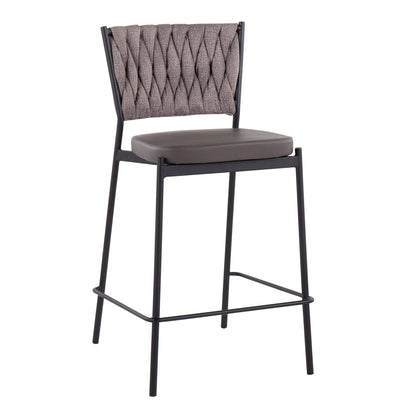 Contemporary Counter Stools - Brown Faux Leather Set of 2