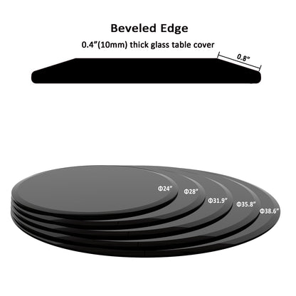 32 Inch Round Tempered Glass Table - Black