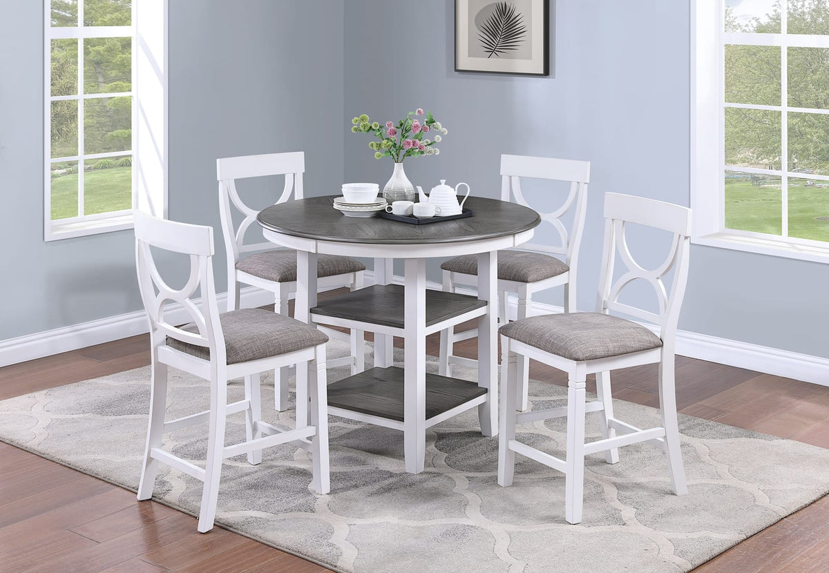 Round White Dining Table with 4 Chairs