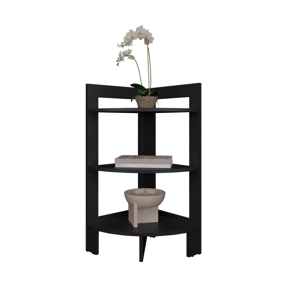 Black Three-Tier Corner Table - Living Room Storage