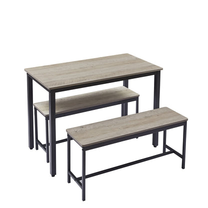 Grey Dining Table Set with 2 Benches - Kitchen Table