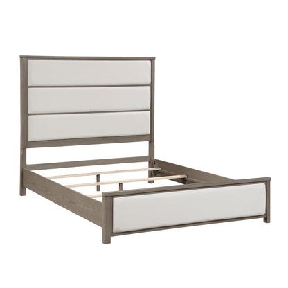 Queen Light Gray Wood Bed Frame Modern Panel Bed
