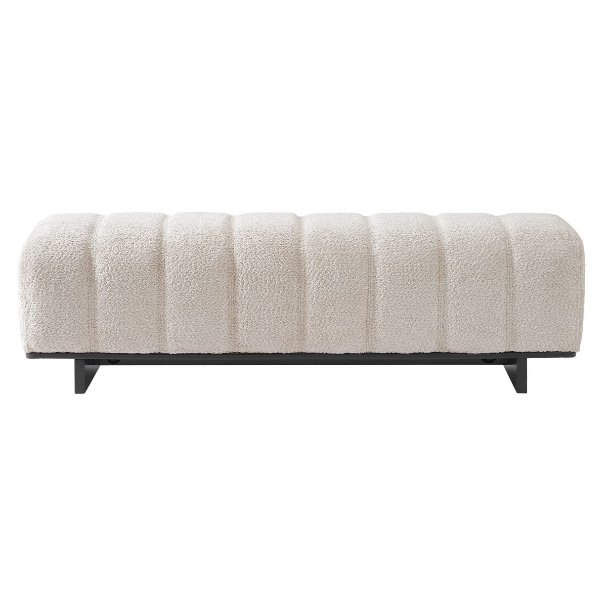 Beige Faux Fur Dining Bench with Rubber Wood Legs for Living Area for Dining Room