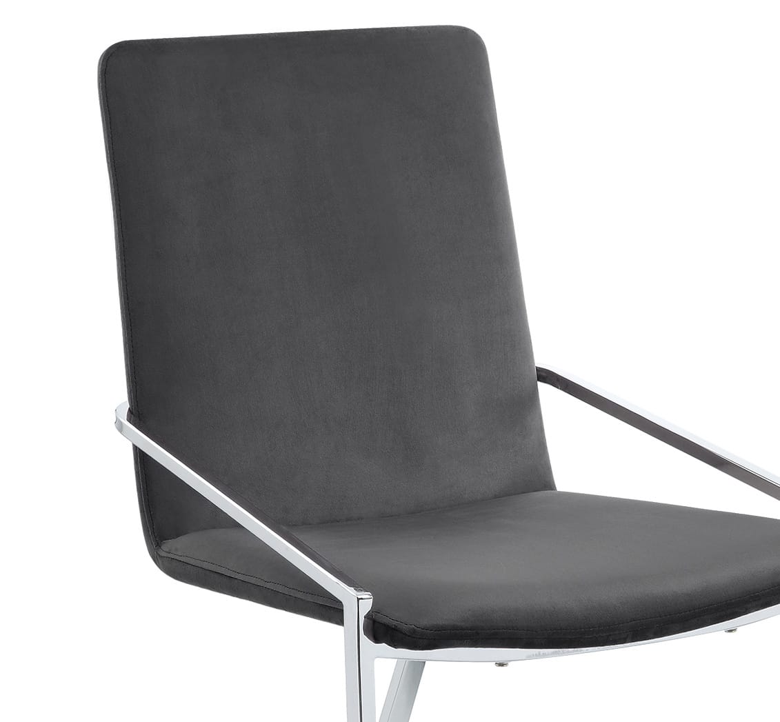 Zlatan Gray Velvet & Chrome Side Chair (Set of 2) - Dining Room Seating
