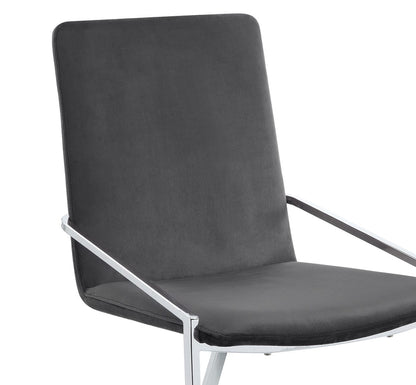Zlatan Gray Velvet & Chrome Side Chair (Set of 2) - Dining Room Seating