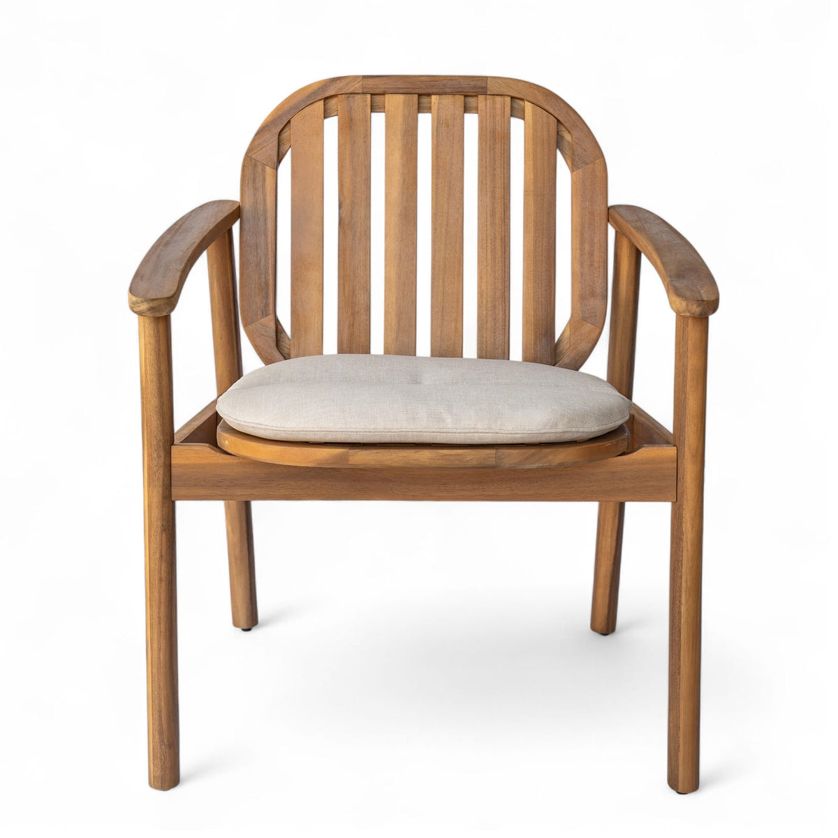 Teak Acacia Wood Patio Dining Chairs with Cushions - Set of 2