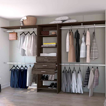 Brown Particle Board 3-Drawer Closet System 118" W