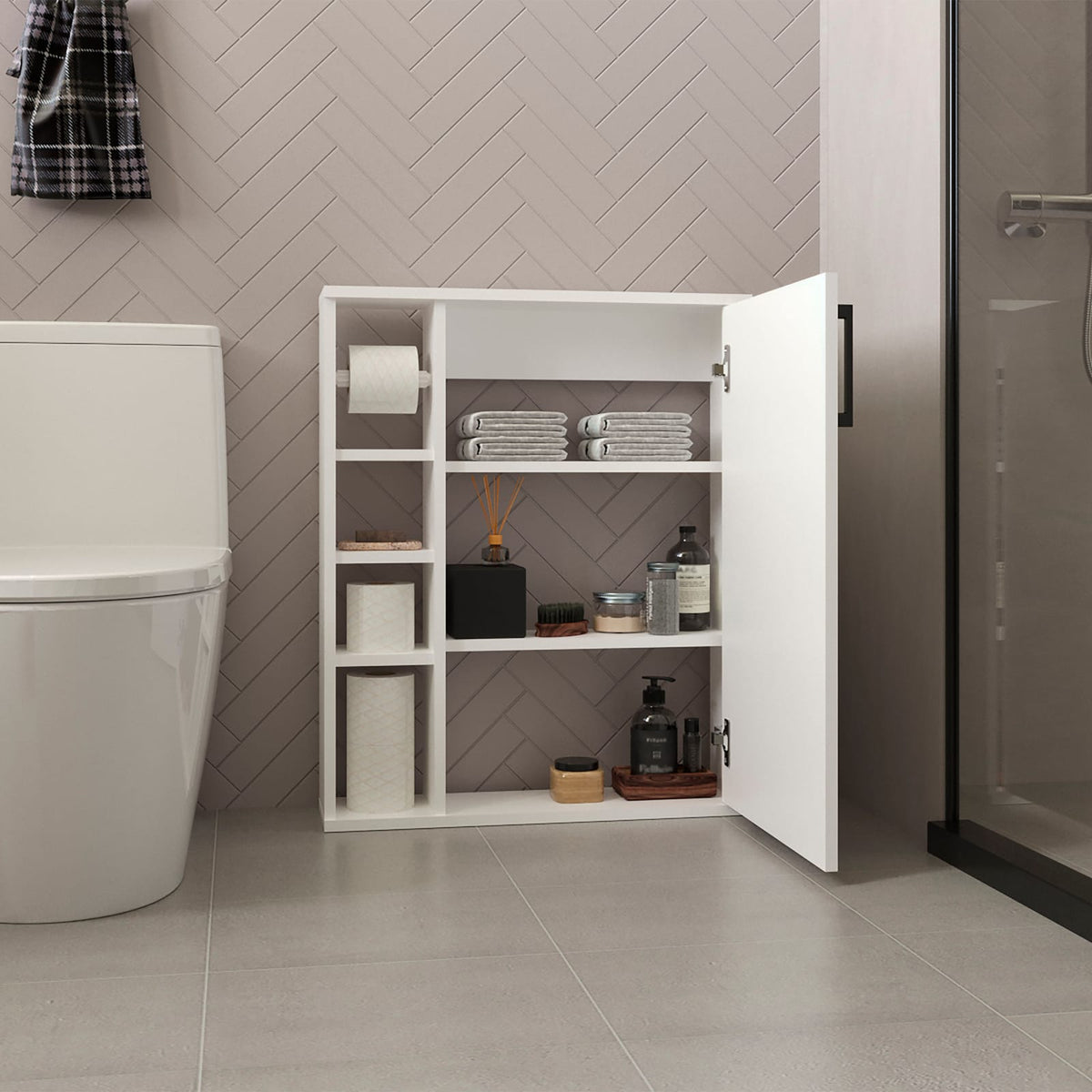Freestanding White Medicine Cabinet for Bathroom Storage Renovation