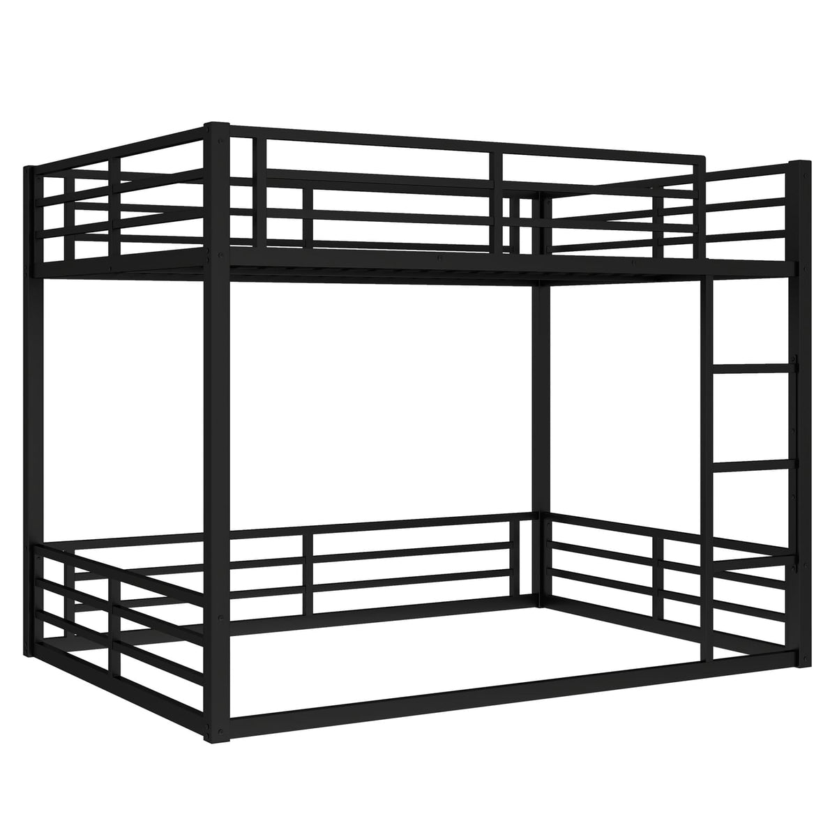 Queen Size Metal Bunk Bed - Black Frame for Bedroom