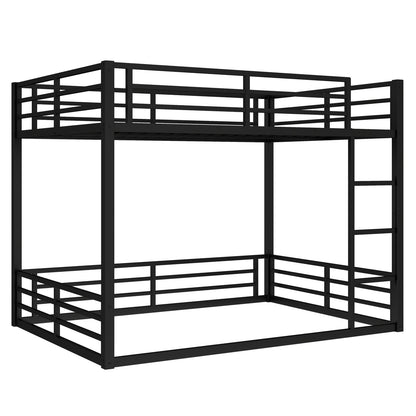 Queen Size Metal Bunk Bed - Black Frame for Bedroom