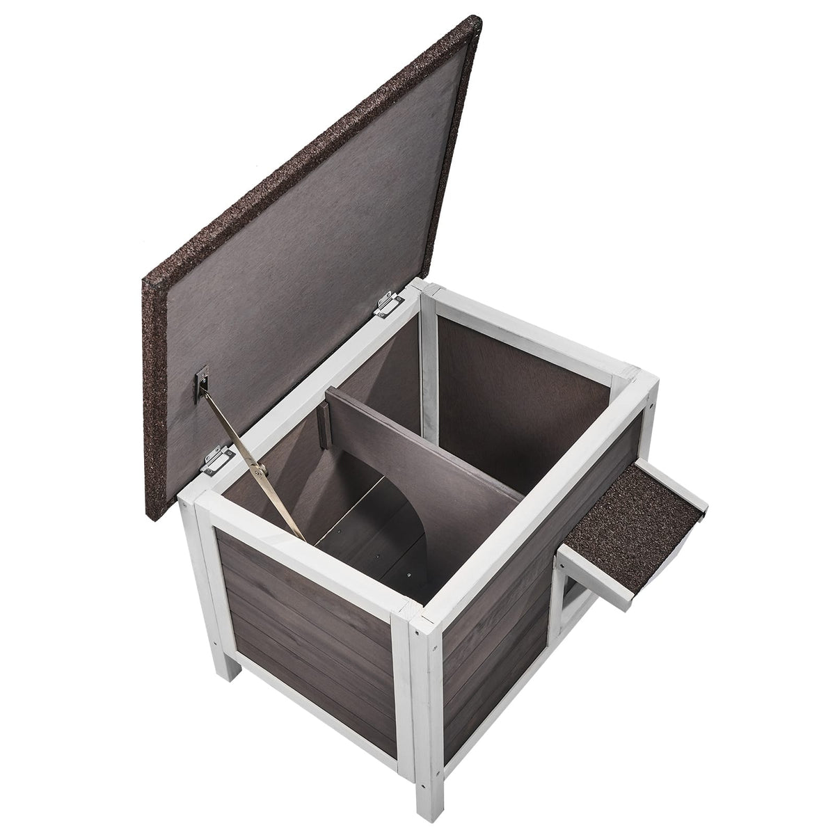 Outdoor Wooden Cat House - Feral Shelter with Roof & Flap