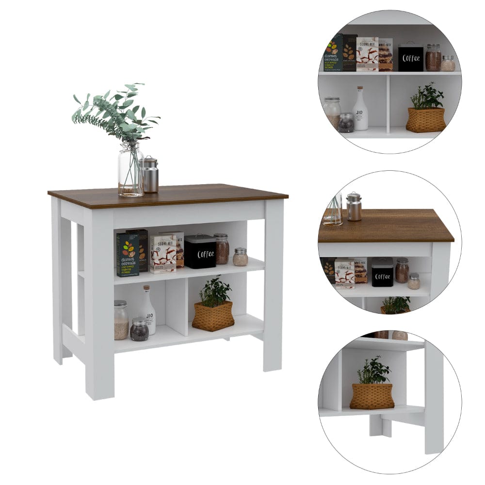 White Kitchen Island Set - 2 Piece Dining Table