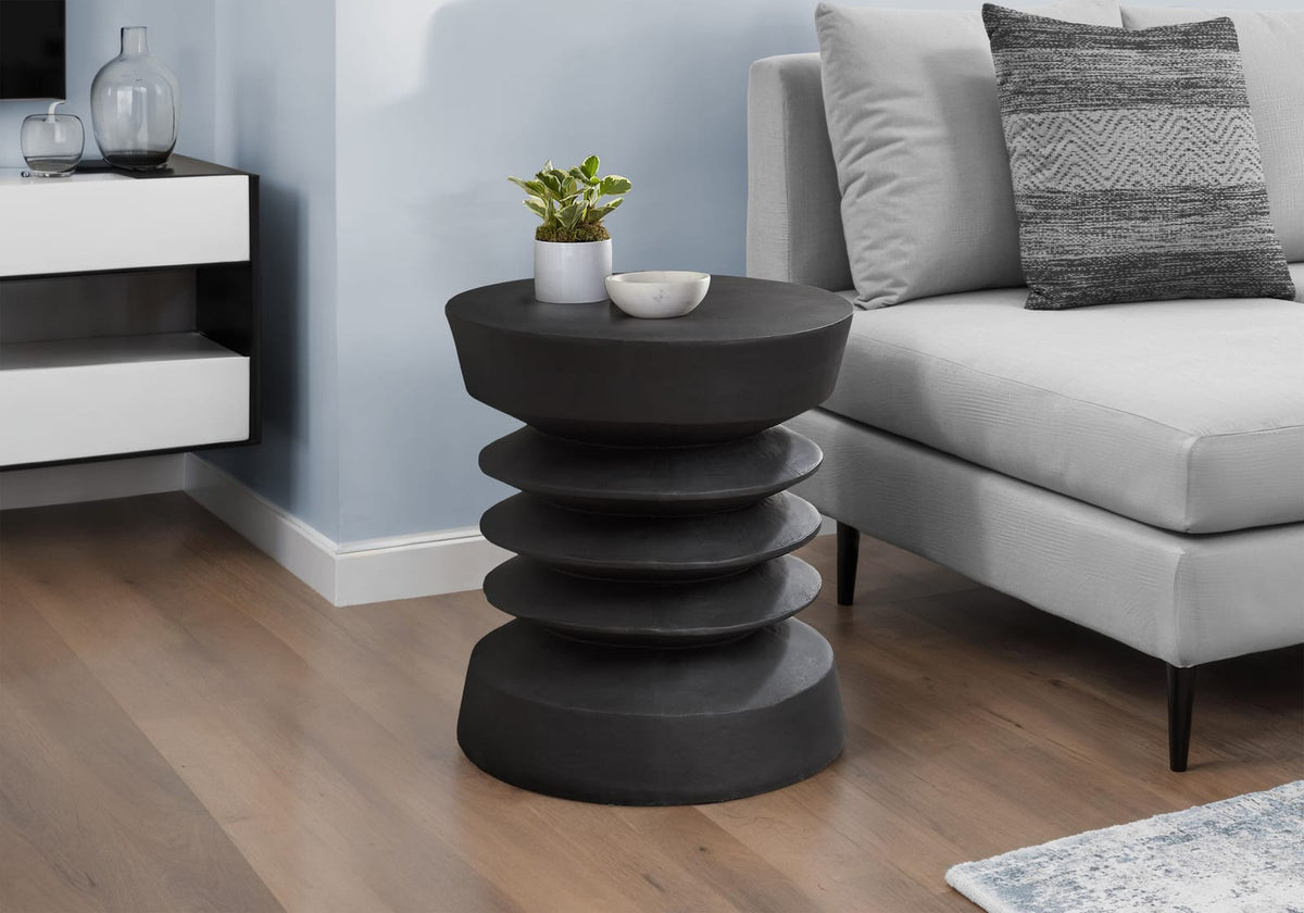 Black Magnesium Oxide Accent Table - 25"h Round Outdoor Side Table